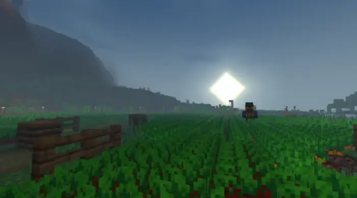 Sunrise over a lush, detailed crop field
