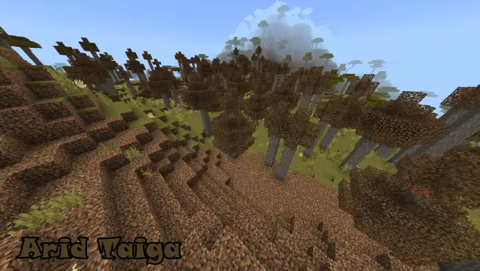 Sparse brown forest in arid taiga biome