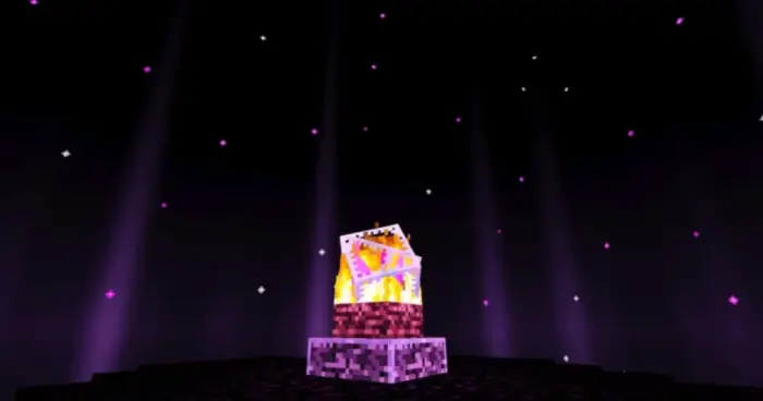 Glowing crystal with radiant purple lights