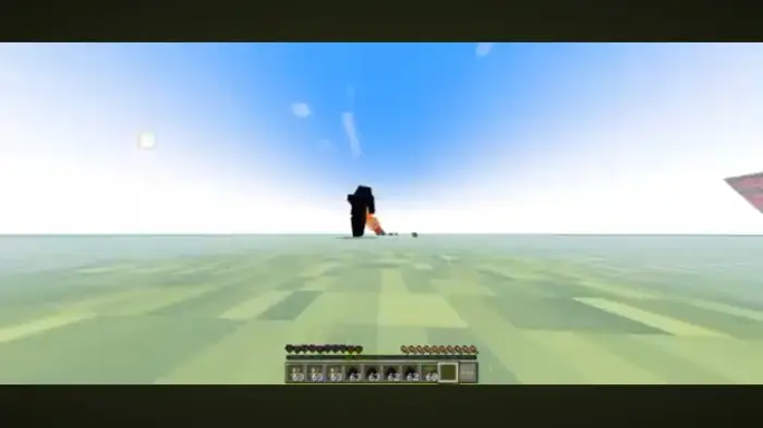 Dark figure stalks player in bright landscape