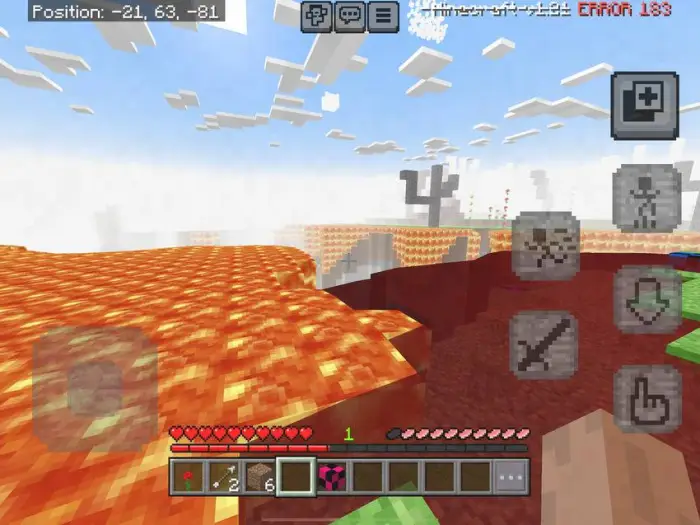 Lava-filled landscape with eerie red fog