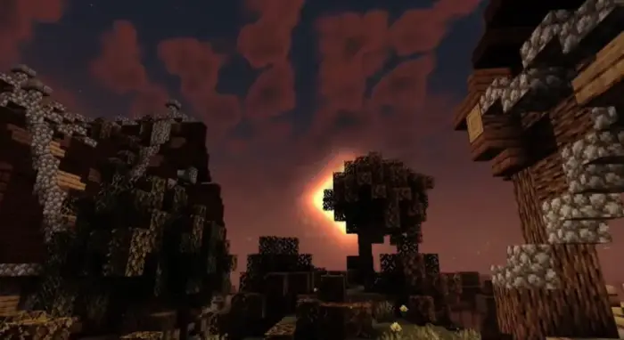 Sunset with enhanced lighting and shadows