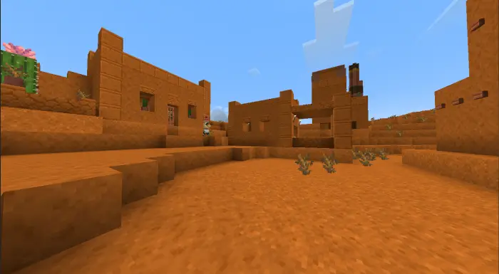 Mesa village buildings in an arid biome