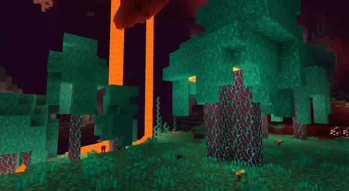 Glowing forest with vibrant lighting effects