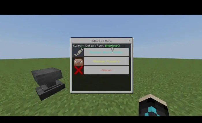 Rank selection menu with default set to Member