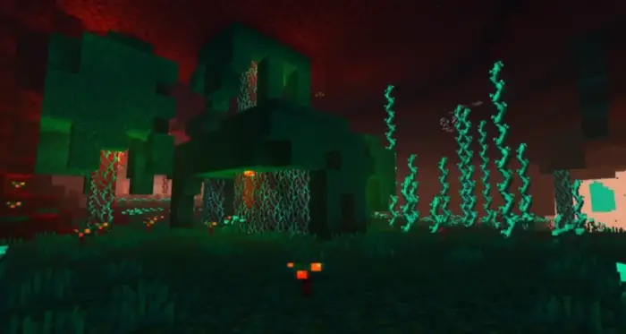 Glowing forest scene with dynamic lighting