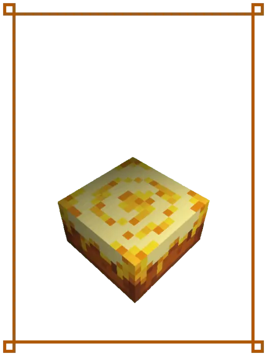 Pixelated square cake with yellow icing.