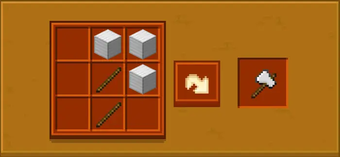 Crafting recipe for a large axe tool