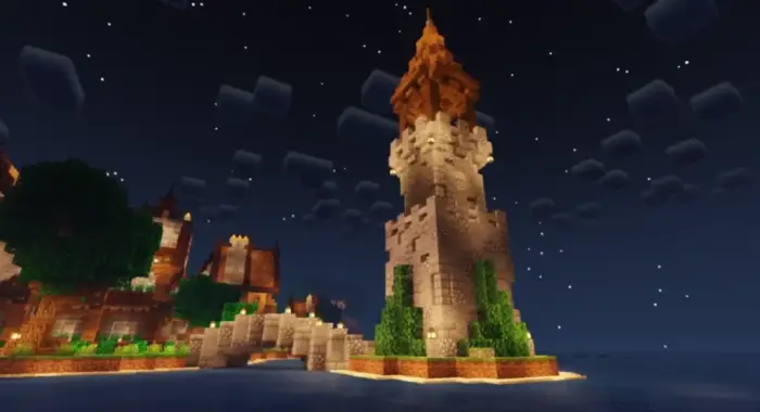 Lighthouse with dynamic lighting at night