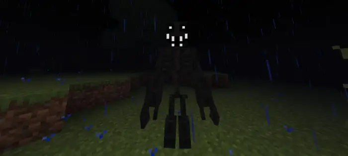 Sinister creature with glowing smile at night