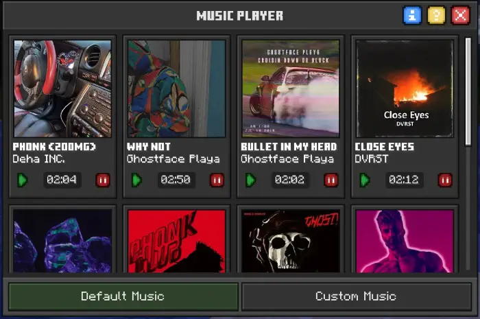 Music player UI with album covers displayed
