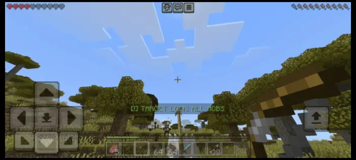 Bow aiming at target with HUD controls visible