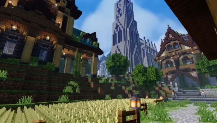 Smooth lighting on detailed village scene