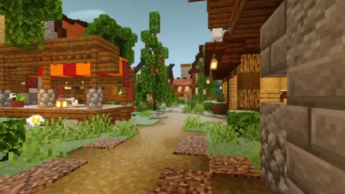 Vibrant village with realistic lighting effects