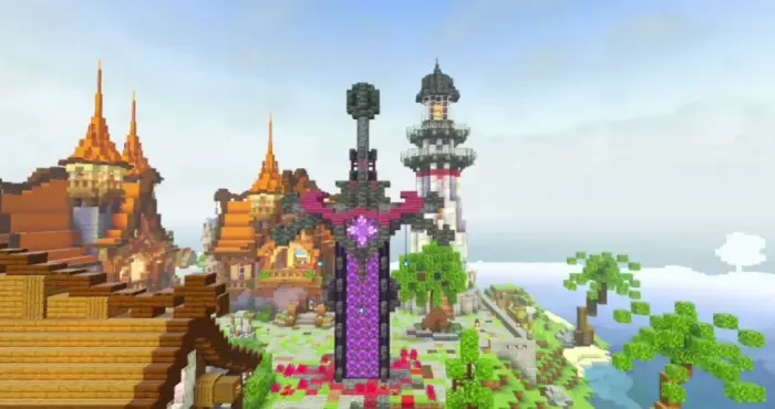 Vibrant shaders enhance fantasy village scene