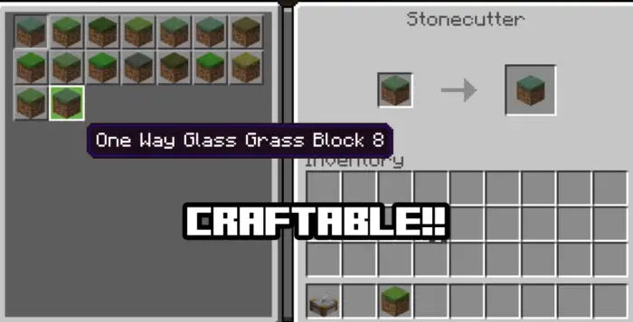 Stonecutter crafting One Way Glass block