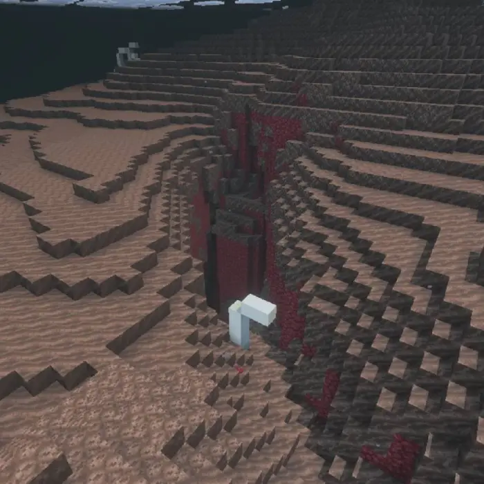 Steep soul sand terrain with a deep ravine