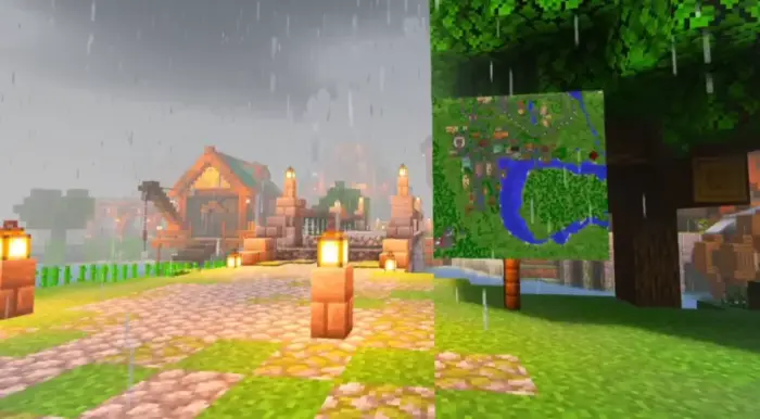 Realistic lighting and rain with vivid colors