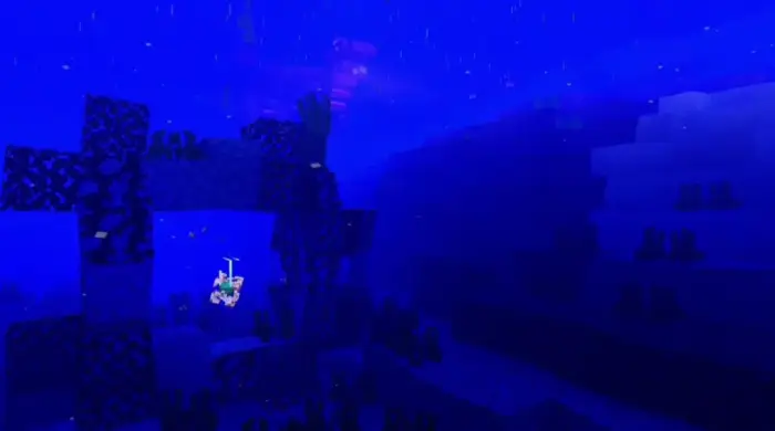 Underwater scene with enhanced lighting effects
