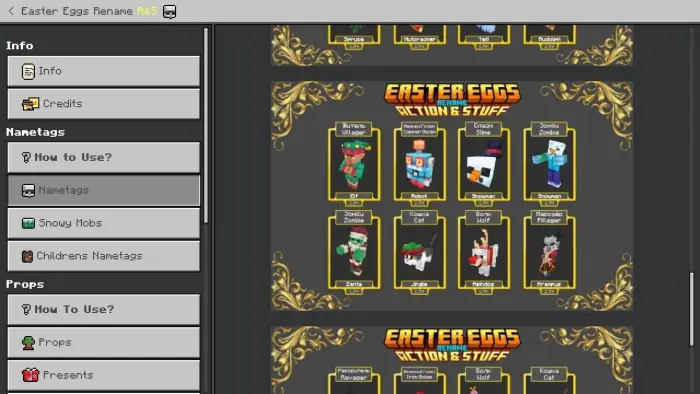 ALT Easter egg tooltip list in settings menu