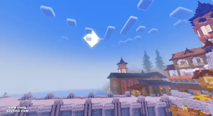 Bright, vibrant village with enhanced lighting