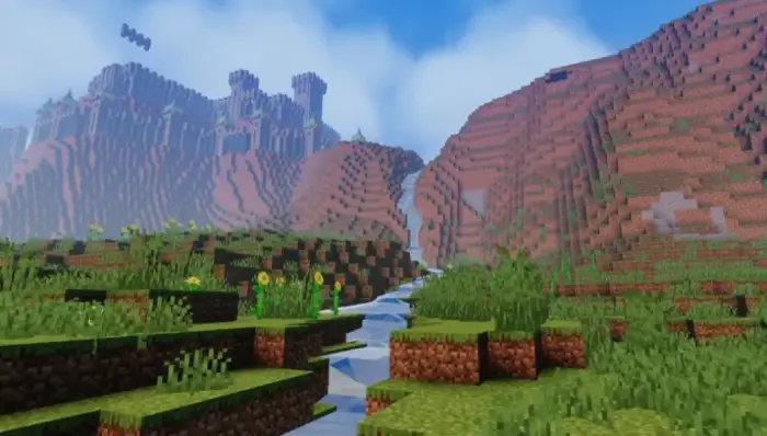 Smooth lighting and soft shadows on blocky hills