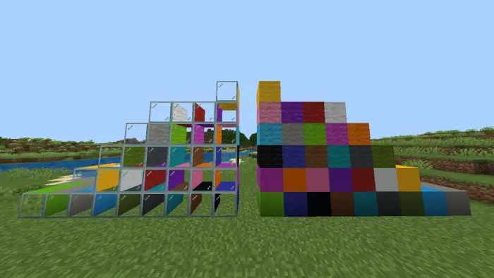 Colored one-way glass and wool blocks
