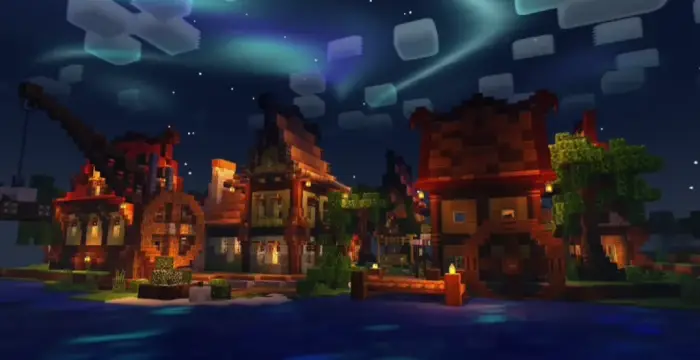 Colorful village with smooth lighting at night