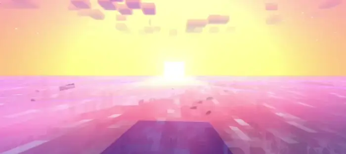Vibrant sunset with soft pixelated lighting