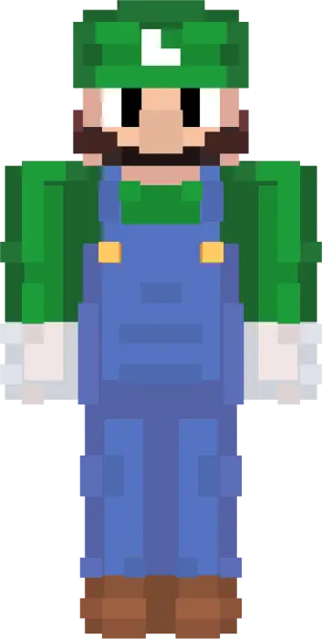 Funko-style Luigi pixel skin in overalls