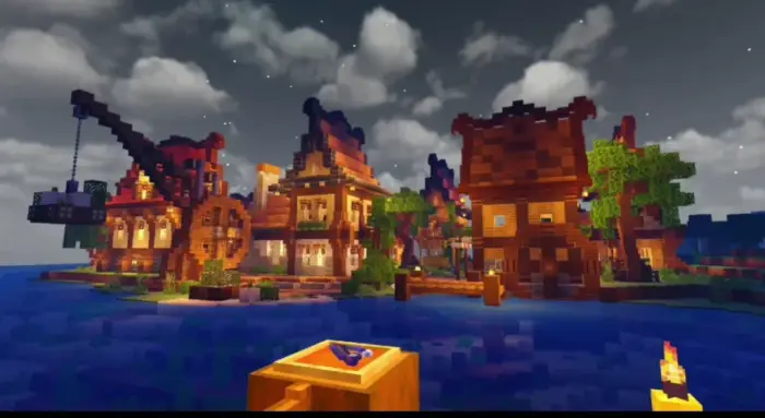 Vivid village with enhanced lighting effects