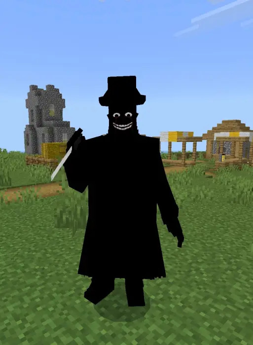 Shadowy figure with a wide grin and knife