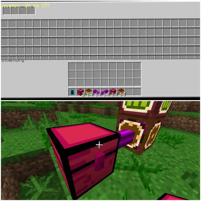 Top Large storage grid interface Bottom Connected chest with storage cable