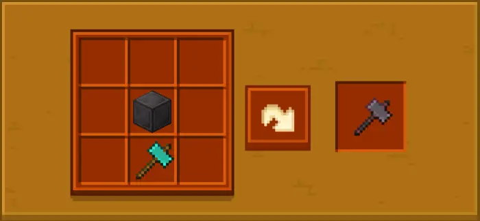 ALT text Crafting grid with hammer and axe icons