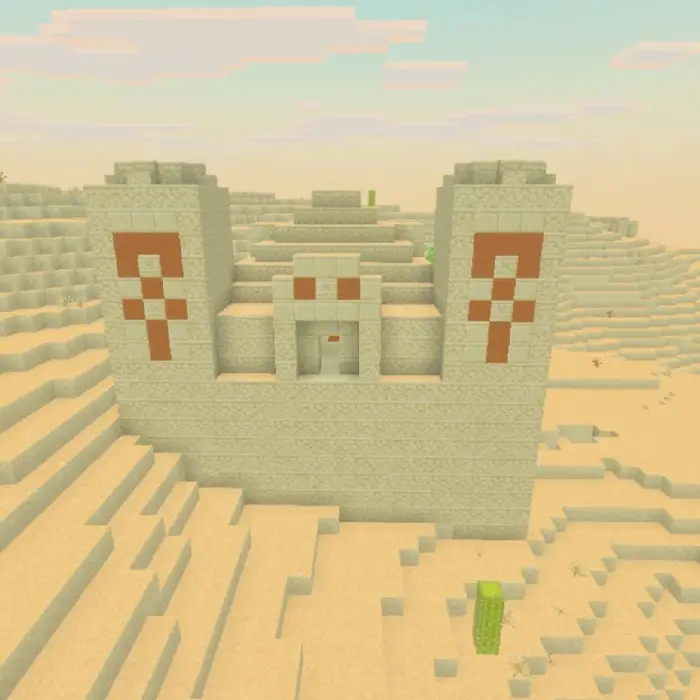 Desert temple in a sandy landscape