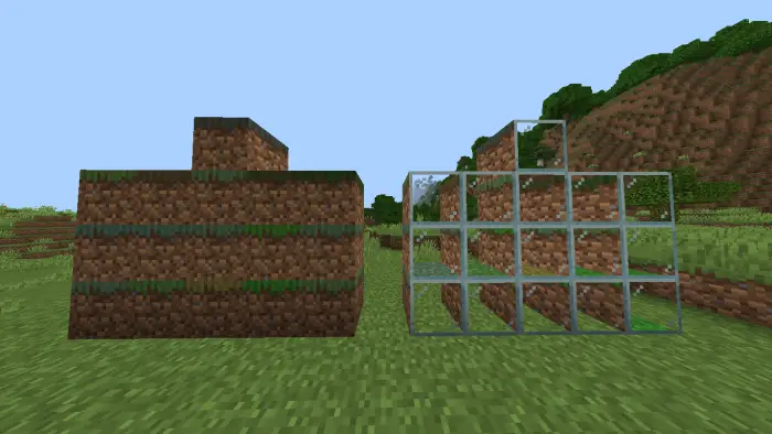 Dirt wall and see-through glass blocks.