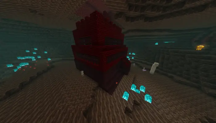 Red fortress structure in the Nether cave