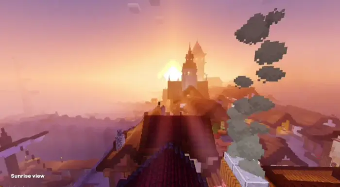 Sunrise lighting with enhanced shadows