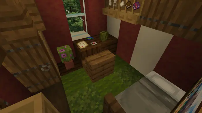 Cozy bedroom with desk and window view