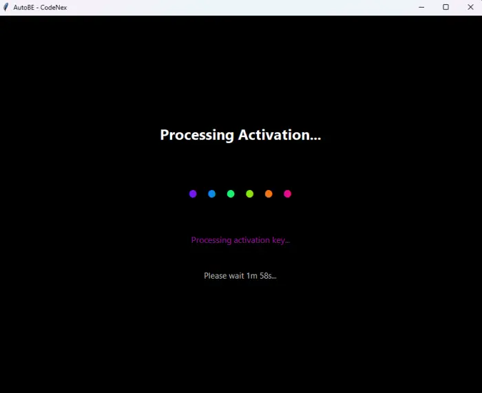 Activation screen with loading dots