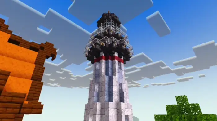 Lighthouse with vibrant lighting and shadows