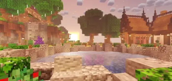 Sunset over a pond with enhanced lighting