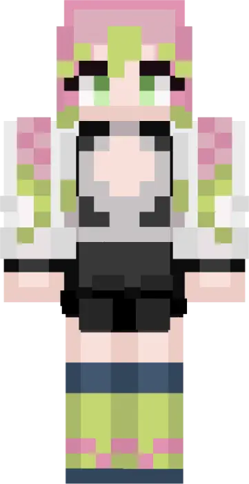 Pixel art skin of a pink-haired anime character