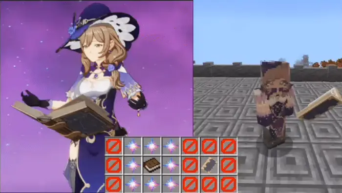 Genshin-themed mage character and crafting grid