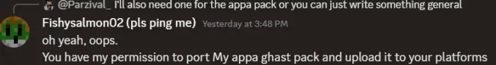 ALT Appa ghast texture pack permission chat