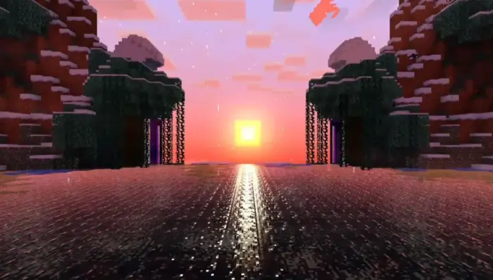 Sunset reflection with enhanced lighting effects