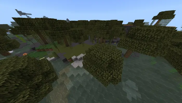 Dense forest biome with water and trees