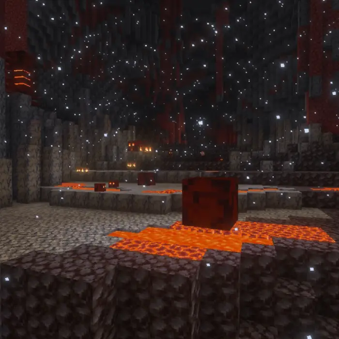 Lava flows and magma cubes in a dark cavern