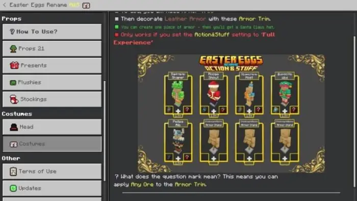 ALT Easter Eggs tooltip and character list