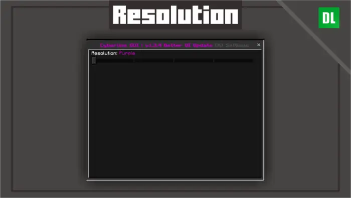 Futuristic purple-themed UI resolution menu